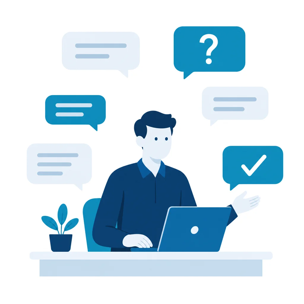Minh hoạ chuyên viên QASOFT giải đáp thắc mắc của khách hàng qua các khung hội thoại